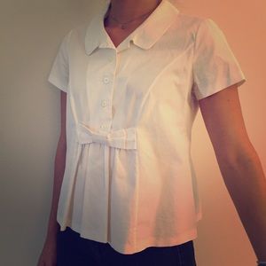 Moschino White Short Sleeve Blouse w/bow